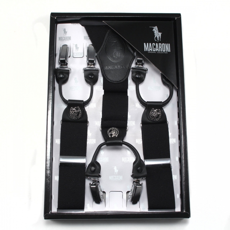 Мужские подтяжки Macaroni черные 160