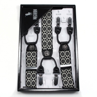 Мужские подтяжки Macaroni черно-белые 110