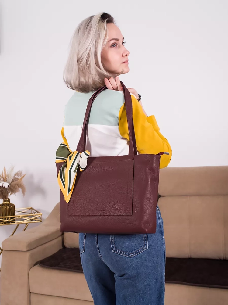 Сумка женская шоппер Paul Rayner burgundy 3188