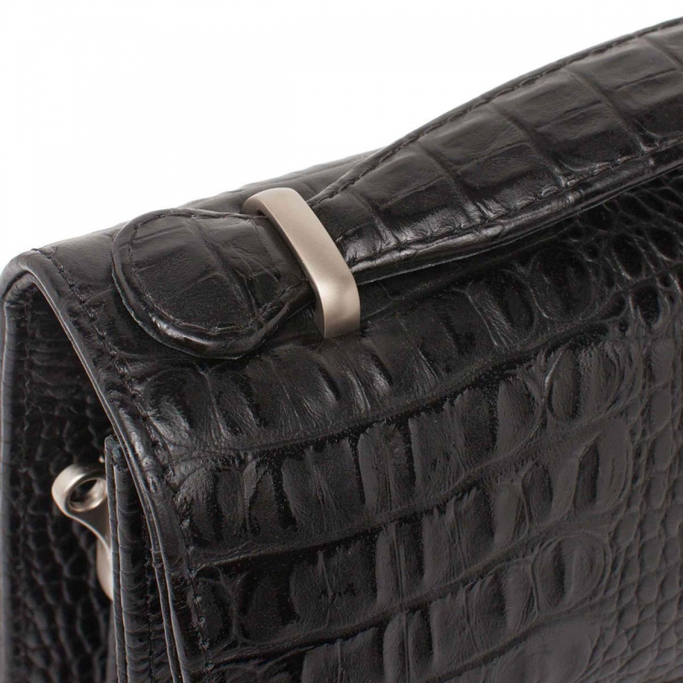 Стильная барсетка мужская из кожи под рептилию Clark Black Caiman