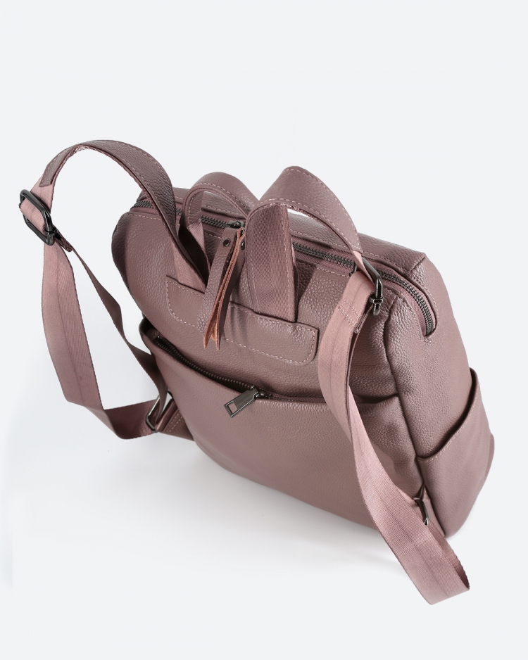 Женский рюкзак городской кожаный темно-розовый Paul Rayner 1071