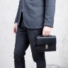 Мужская барсетка кожаная с короткой ручкой Evans Black