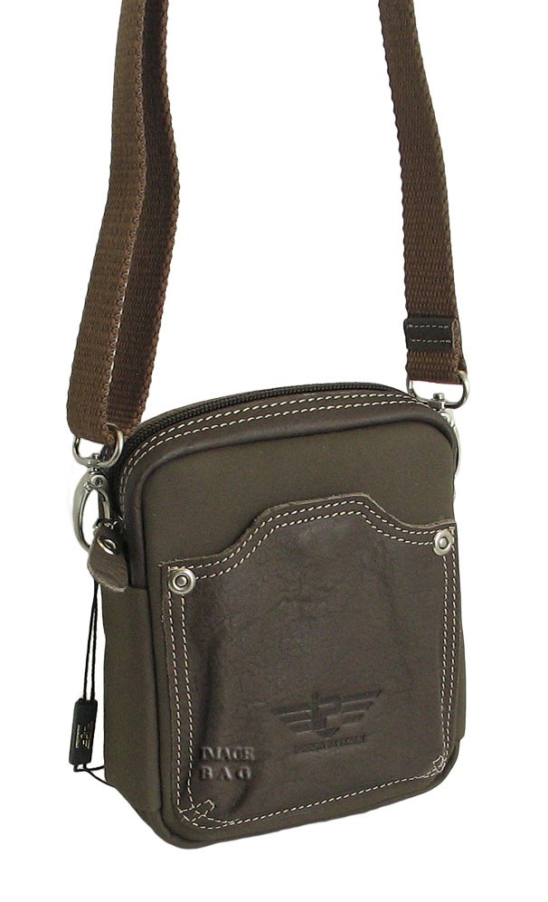 Коричневая поясная сумка комбинированая IP Collection 80110-6