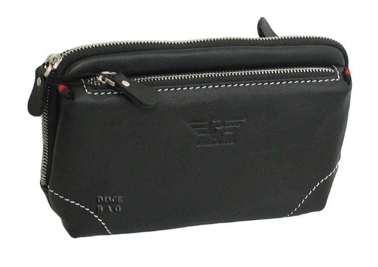 Кожаная мужская барсетка с короткой ручкой IP Collection 80118-741