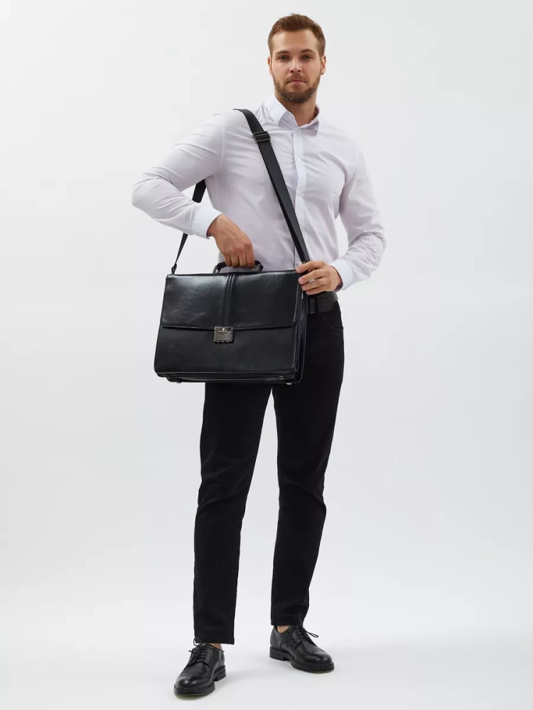 Деловой мужской кожаный портфель для документов и ноутбука с кодовым замком Paul Rayner 1-9504-1