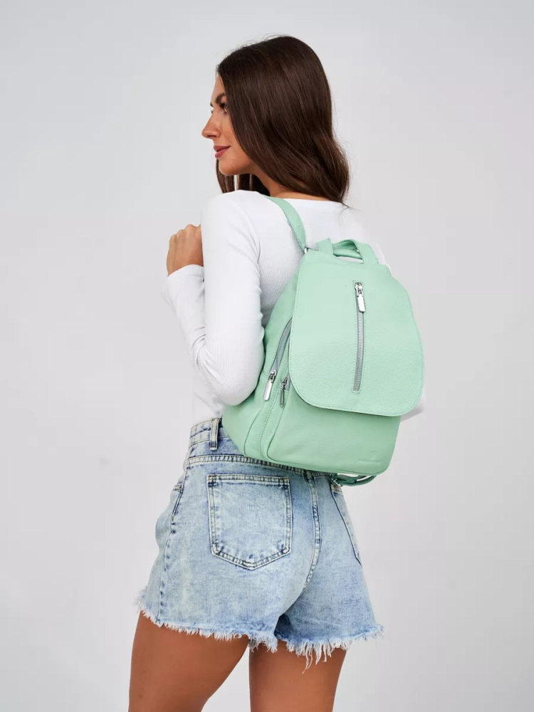 Рюкзак женский кожаный Paul Rayner мятный 1031