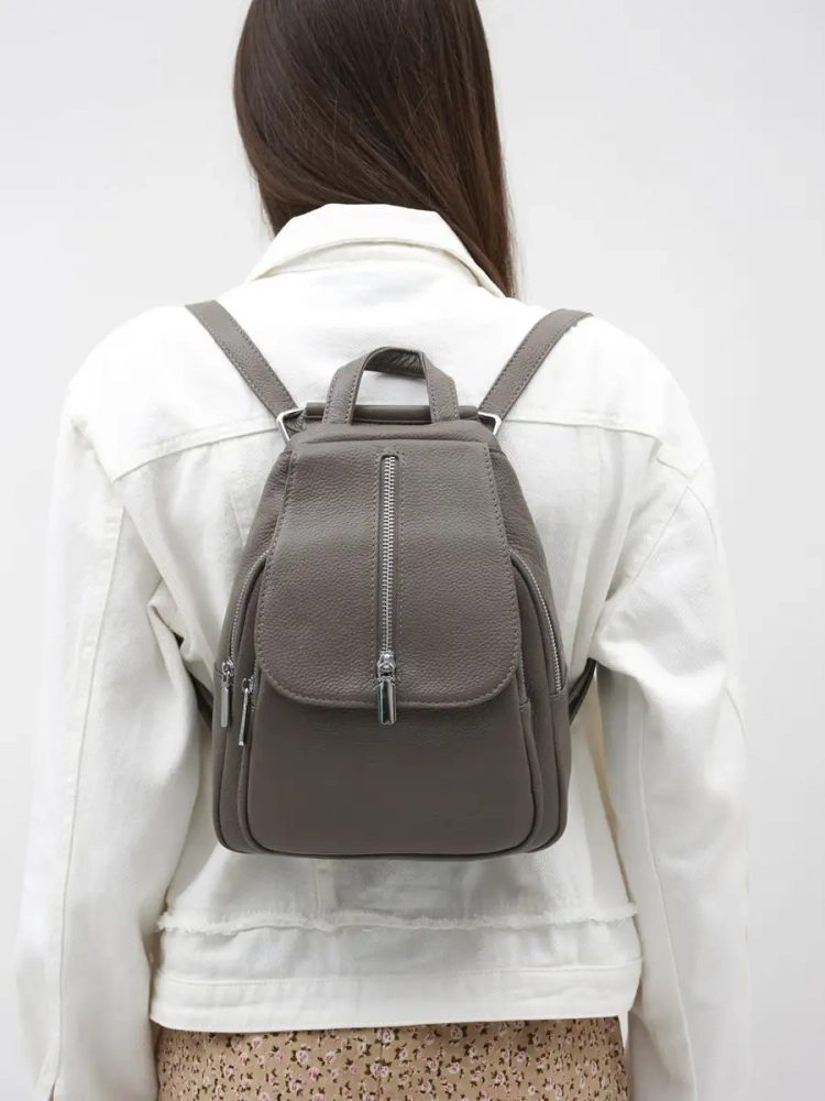 Рюкзак женский кожаный маленький Paul Rayner серый 1031-1