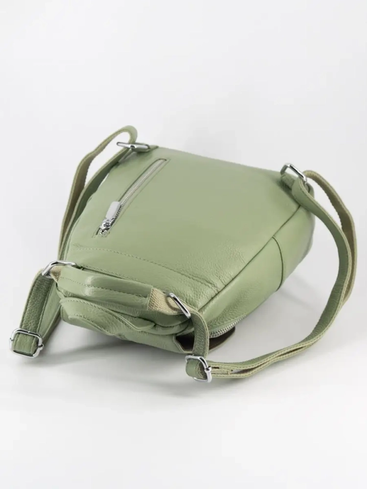 Рюкзак женский кожаный маленький Paul Rayner фисташковый 1031-1