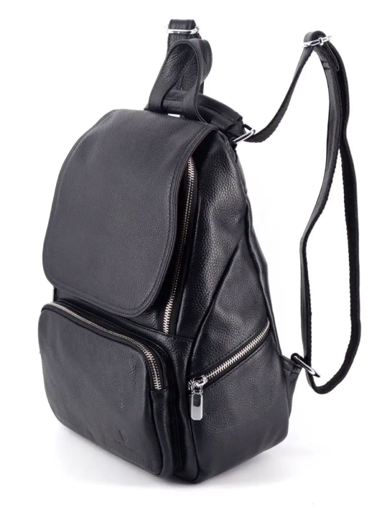 Женский кожаный городской рюкзак PR черный 1029