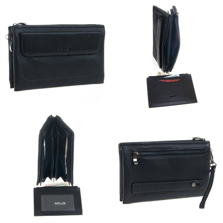 Кожаный клатч мужской на молнии GALIB 7M152