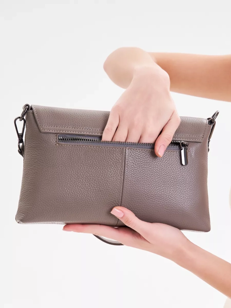 Клатч женский кожаный серый 8819