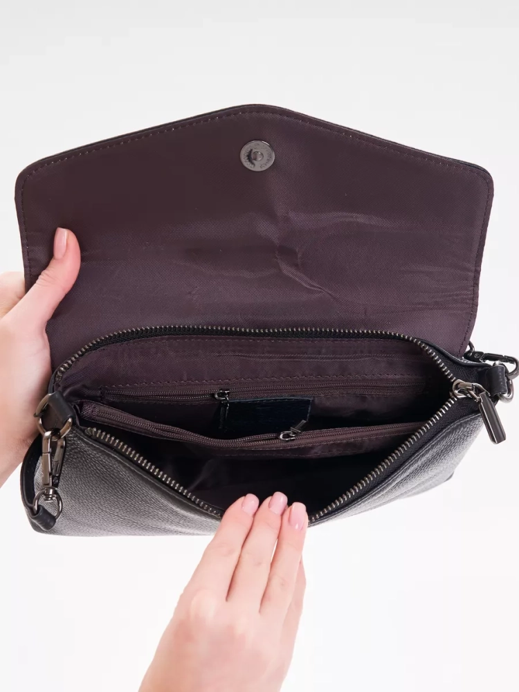 Клатч женский кожаный черный 8819