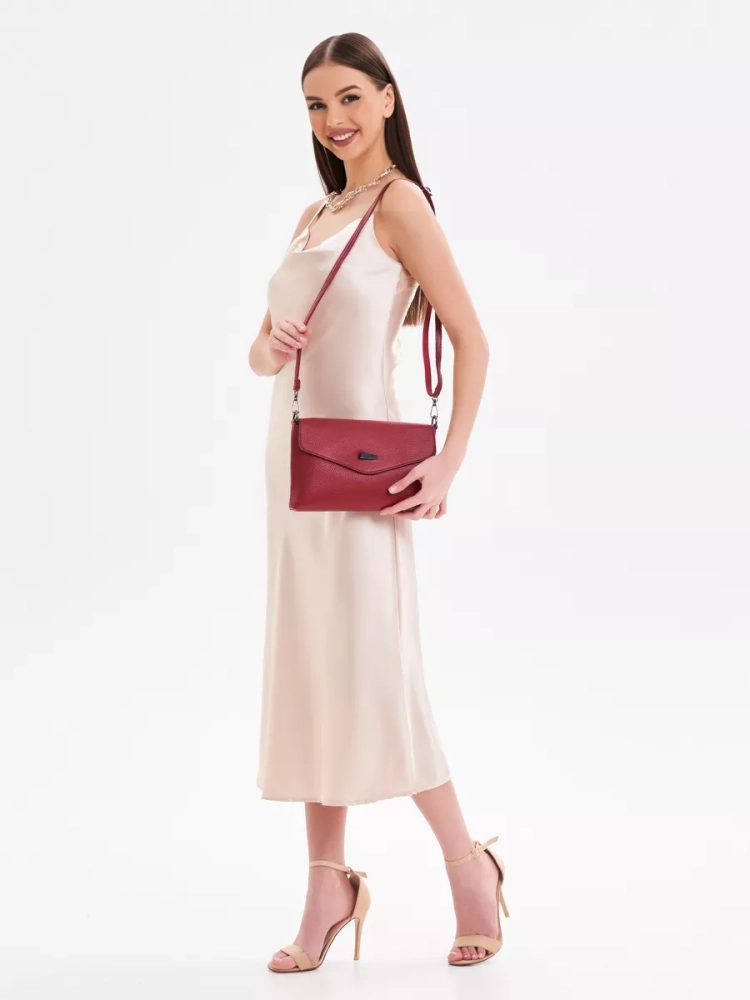 Клатч женский кожаный красный 8819