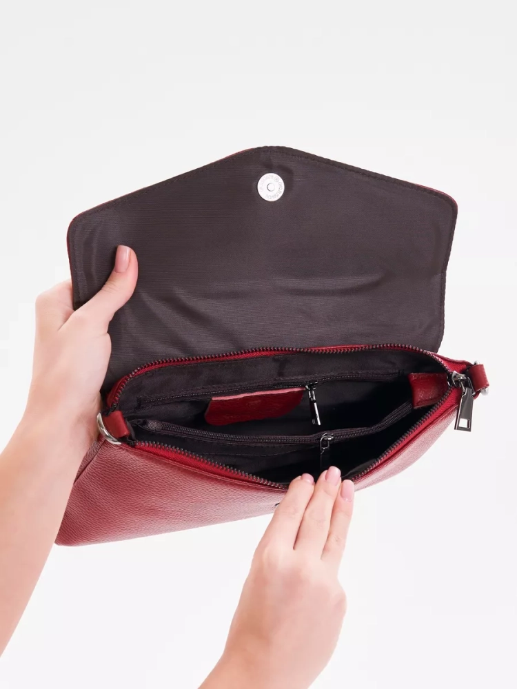 Клатч женский кожаный красный 8819